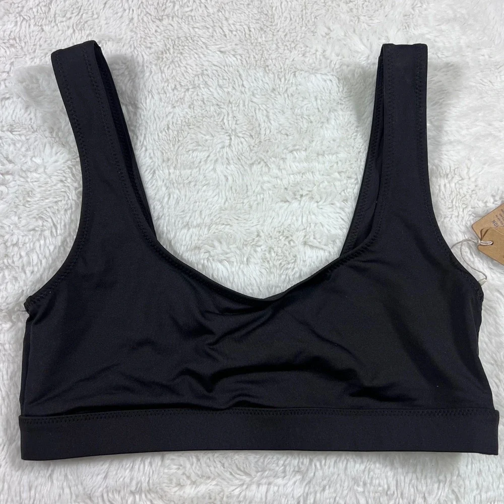 SKIMS Swim Scoop Neck Bikini Top Onyx Black SW-TNK-0743 Women's XS NEW‎